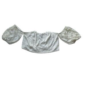 Eloquii Lace Cropped Off the Shoulder Blouse Ivory Off White Size 18 NWT Bridal